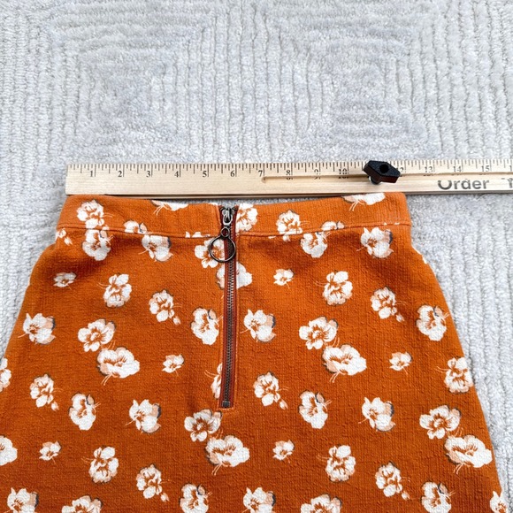 Abercrombie & Fitch Floral Mini Skirt Women's XS Orange Boho Mod Cottagecore 60s - Picture 6 of 10